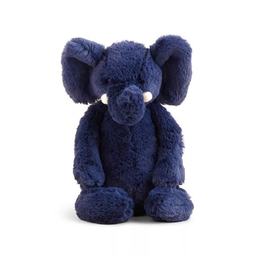 Jellycat Bashful Elephant Navy Blue Stuffed Animal Plush Toy 12 Inch Medium